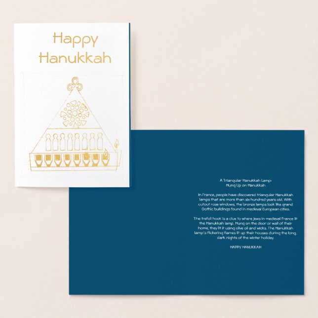 Cartão Metalizado Lâmpada de Hanukkah Triangular Medieval (Exibição)