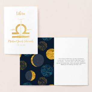Cartão Metalizado Libra Astrologia   Signo Zodiacal Personalizado