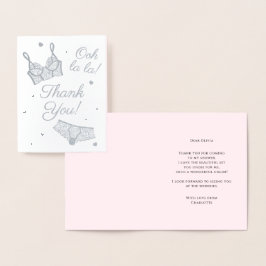 Cartão Metalizado Lingerie Party Chá de panela Parte - Obrigado