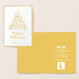 Cartão Metalizado Logotipo comercial do Gold Foil Happy Holidations