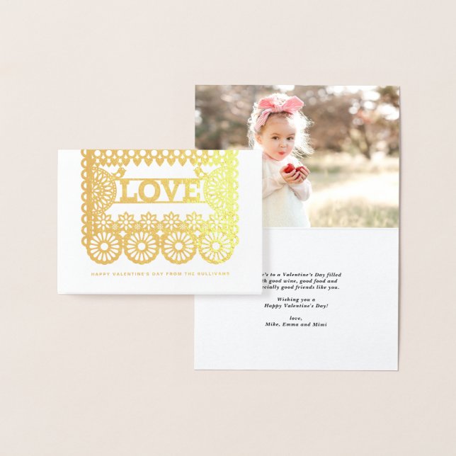 Cartão Metalizado Love Papel Picado Red Dia de os namorados (Exibição)