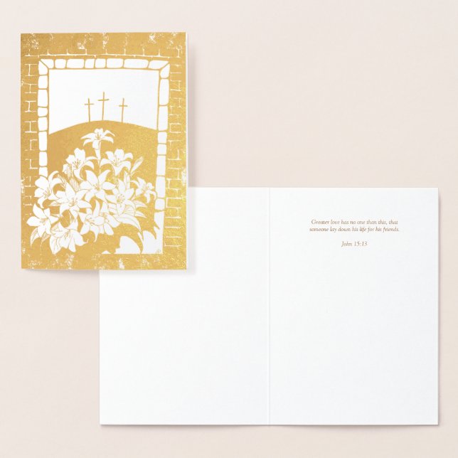 Cartão Metalizado "Maior Amor" Saudação de Páscoa João 15:13 (Exibição)