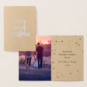 Cartão Metalizado Merry Christmas Silver Star Sprinkle