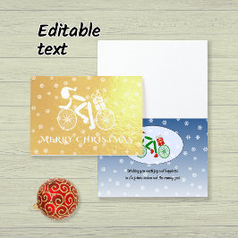 Cartão Metalizado Merry Natal - Texto personalizado do ciclista Foil