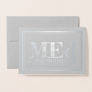 Cartão Metalizado Mestrado em parabéns de prata