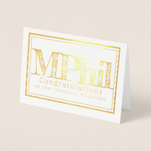 Cartão Metalizado Mestrados de parabéns de filosofia