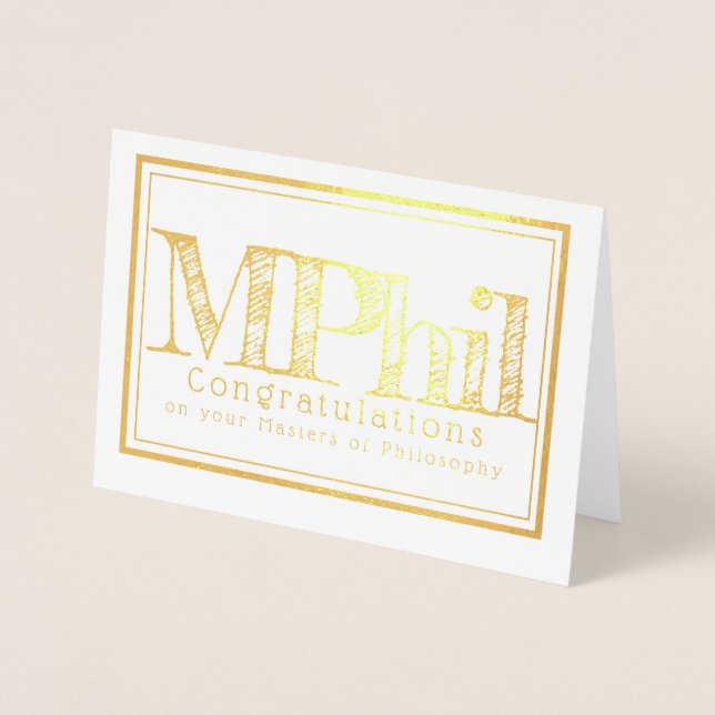 Cartão Metalizado Mestrados de parabéns de filosofia (Frente)