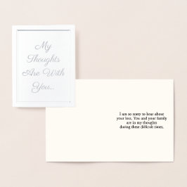 Cartão Metalizado "Meus Pensamentos Estão Com Você..."