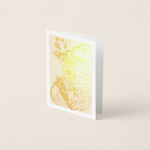 Cartão Metalizado Miniplaca de Natal Krampus Gold Foil