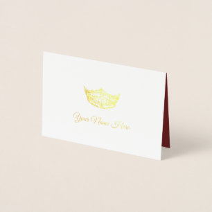 Cartão Metalizado Miss América Name Place Card Dourada Foil Crown