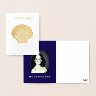 Cartão Metalizado Miss Pageant Custom Photo Seashell Obrigado