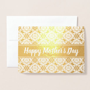 Cartão Metalizado Modelo de Texto Feliz do Dia de as mães Dourado