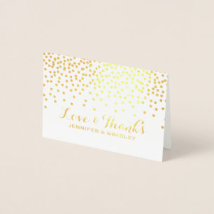 Cartão Metalizado Modern Gold Foil Confetti Dots Casamento Obrigado