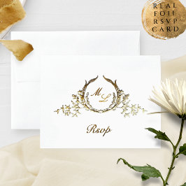 Cartão Metalizado Monograma de Caligrafia Real com /sem RSVP