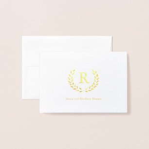 Cartão Metalizado Monograma de Terra Personalizado Inicial, Folha