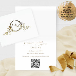 Cartão Metalizado Monograma Elegante Real Foil Monograma Código QR R