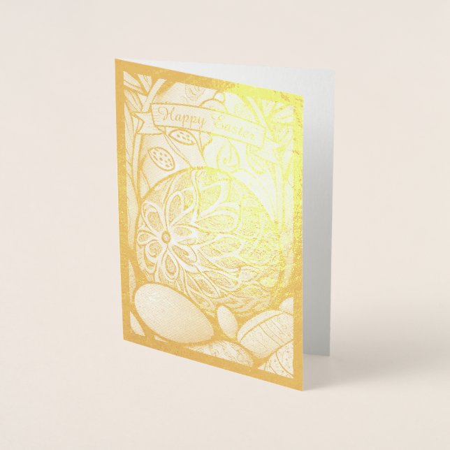 Cartão Metalizado motivo de Páscoa desenho em preto e branco com ovo (Frente)