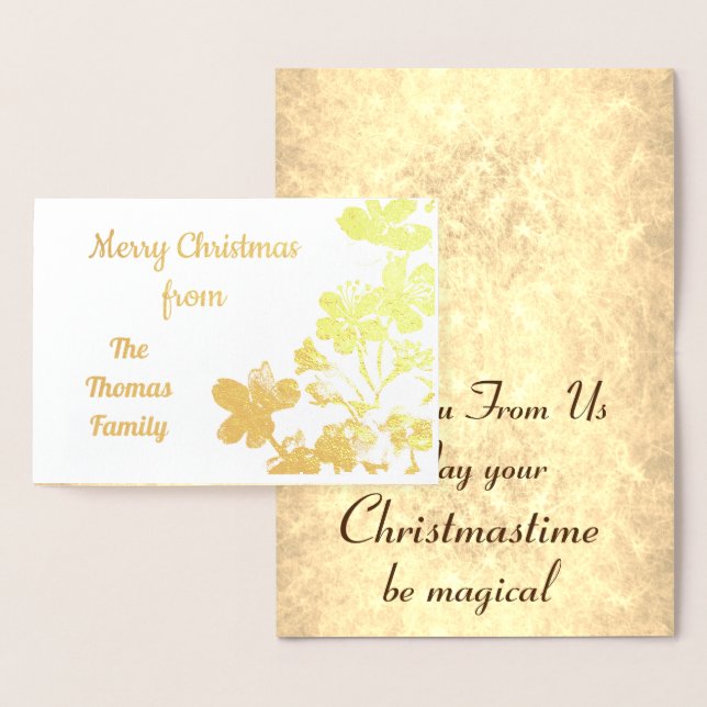 Cartão Metalizado Na moda Gold Foil Personalizado Natal (Exibição)