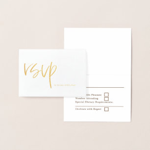 Cartão Metalizado Na moda Tipografia de Casamento RSVP Typografia Do