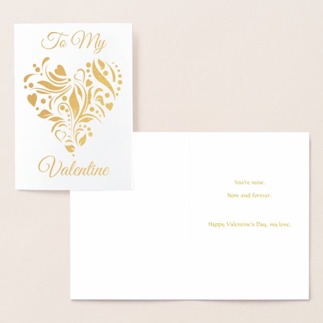 Cartão Metalizado Namorados de coração decorado (Exibição)