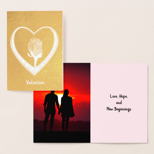 Cartão Metalizado Namorados dentro, Adicionar Foto e Citação (Exibição)