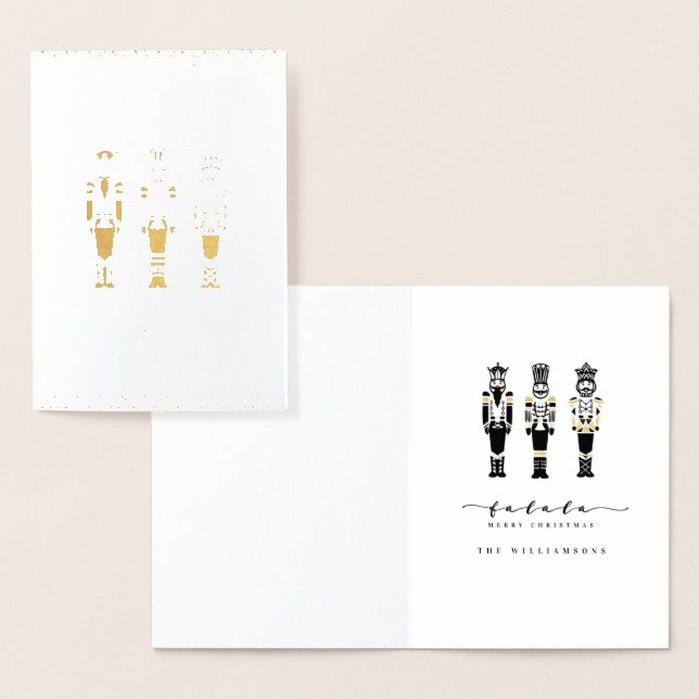 Cartão Metalizado Natal do Abstrato Nutcracker da Trendência Negra e (Exibição)