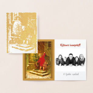 Cartão Metalizado Natal húngaro de 1896 - ouro