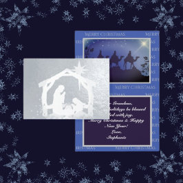 Cartão Metalizado Natividade Lux Blue & Silver Natal