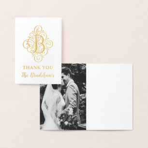 Cartão Metalizado Nome elegante inicial do monograma do Flourish da