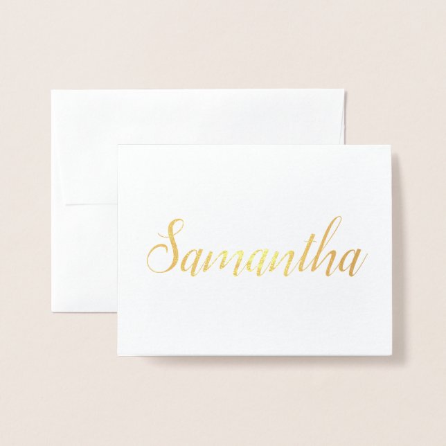 Cartão Metalizado Nome Personalizado | Bridesmaid Stationery Samanth (Frente com envelope)