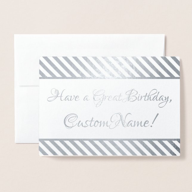 Cartão Metalizado Nostálgico, Vintage "Tenha um Excelente Aniversári (Frente com envelope)