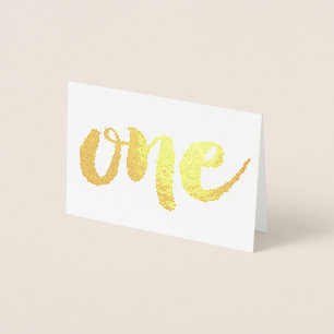 Cartão Metalizado Número Um, 1rua, Tipo de Script de Pincel Real