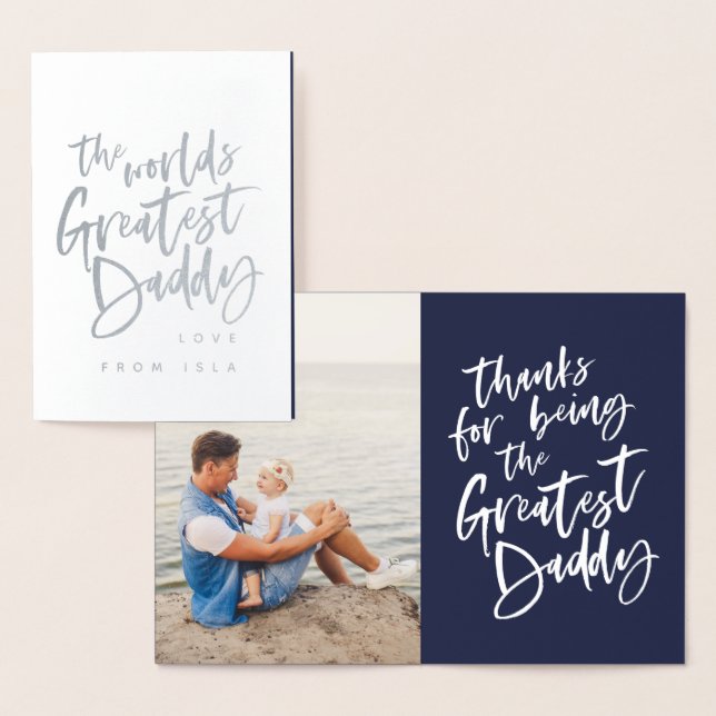 Cartão Metalizado O maior dia de os pais pai do mundo (Exibição)