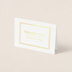 Cartão Metalizado Obrigado branco & Dourado minimalista você