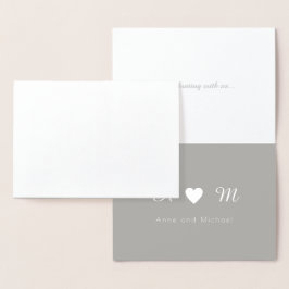 Cartão Metalizado obrigado de folha de prata você monograma casament