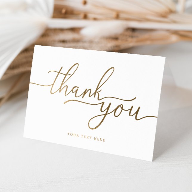 Cartão Metalizado Obrigado Dobrado (Thank You Folded Card Gold Foil)