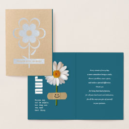 Cartão Metalizado Obrigado, Enfermeira. Sorriso Daisy Luxury