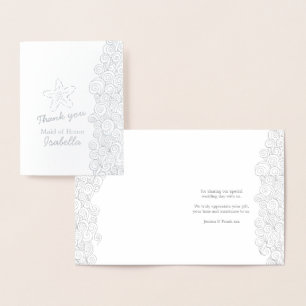 Cartão Metalizado Obrigado metálico de casamento de estrelas-do-mar