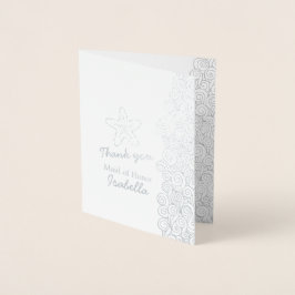 Cartão Metalizado Obrigado metálico de casamento de estrelas-do-mar