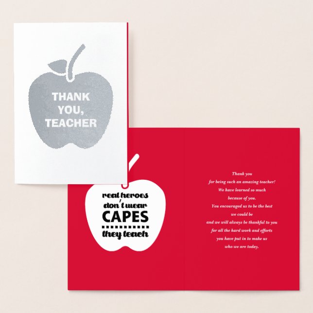 Cartão Metalizado Obrigado, Professor. Luxo (Exibição)