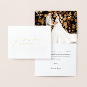 Cartão Metalizado Obrigado Simples Elegante Casamento Agradecimento