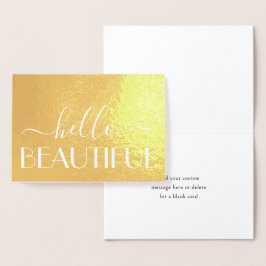 Cartão Metalizado Olá, linda tipografia moderna dobrada em nota