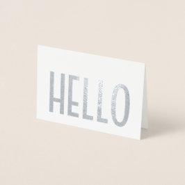 Cartão Metalizado Olá Minimalista Simples Moderno Bilhete Dobrado Gl