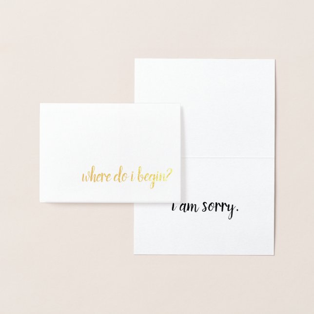 Cartão Metalizado onde eu começo eu sinto muito pela folha de ouro (Exibição)