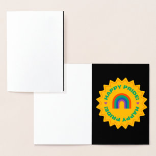 Cartão Metalizado Orgulho. Feliz orgulho. Gay amor. cor arco-íris