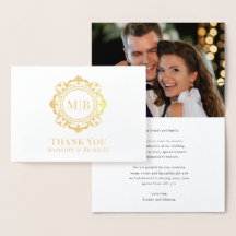 Ornamentado Floral Monograma Casamento Obrigado Fo