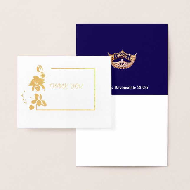 Cartão Metalizado Orquídea da Coroa da Miss America Style Obrigado (Display)