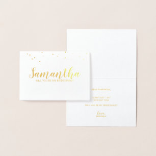 Cartão Metalizado Ouro elegante dos confetes da proposta   da dama