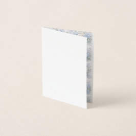 Cartão Metalizado Padrão Floral Azul Branco Suave em Aquarela Elegan