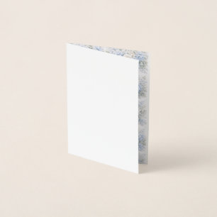 Cartão Metalizado Padrão Floral Azul Branco Suave em Aquarela Elegan